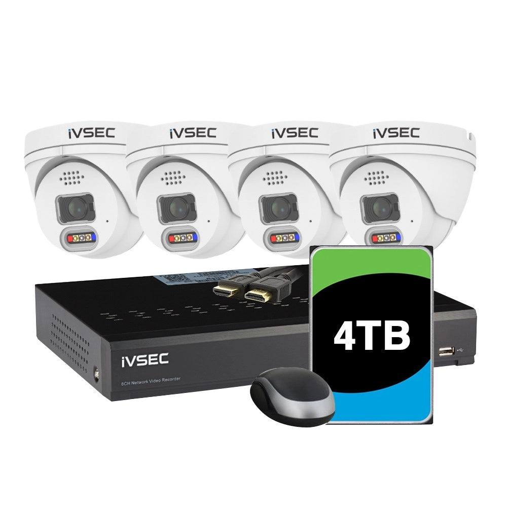 Front view of IVSEC KIT IVK-29B including four 5MP cameras and NVR