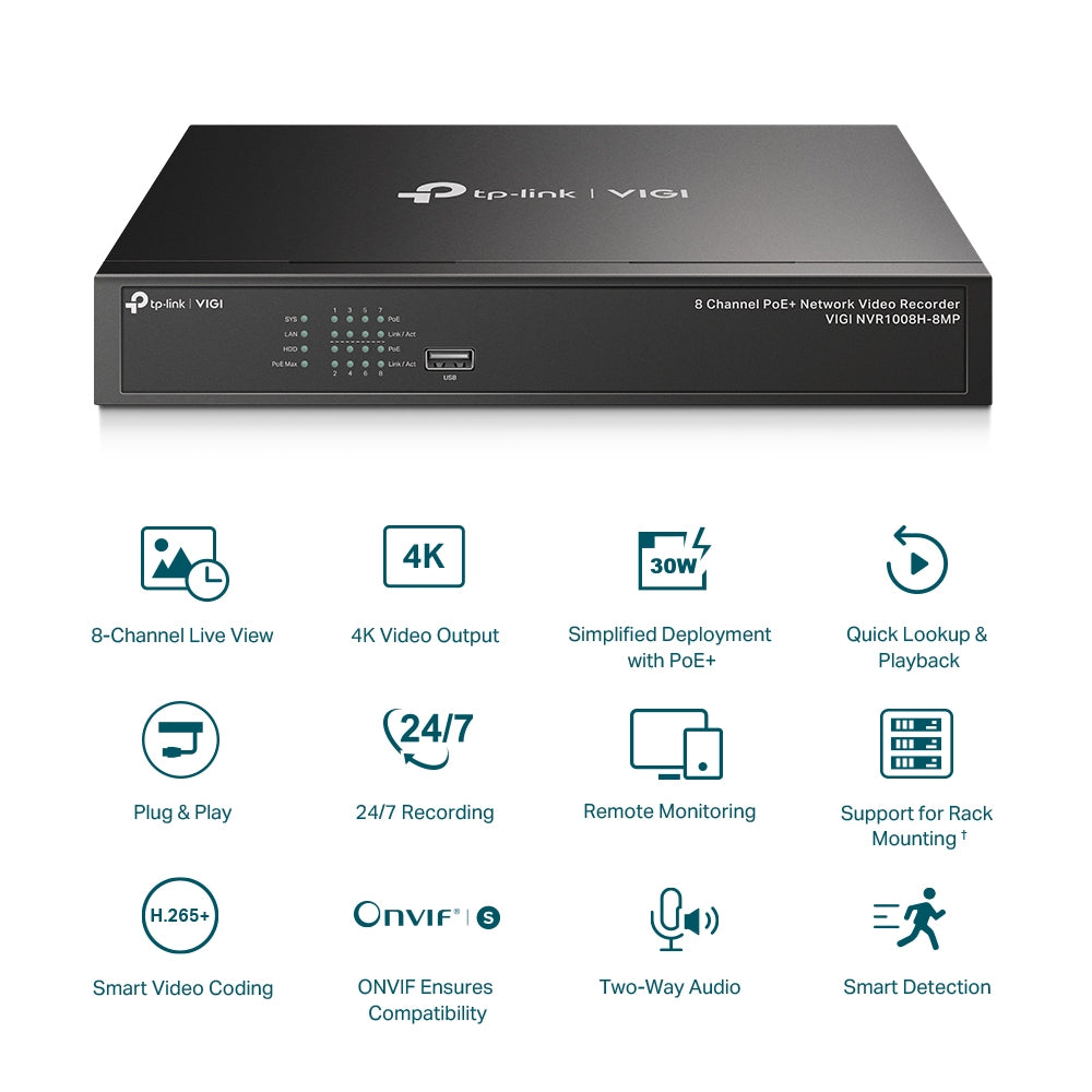 
                  
                    VIGI 8 Channel PoE+ Network Video Recorder
                  
                