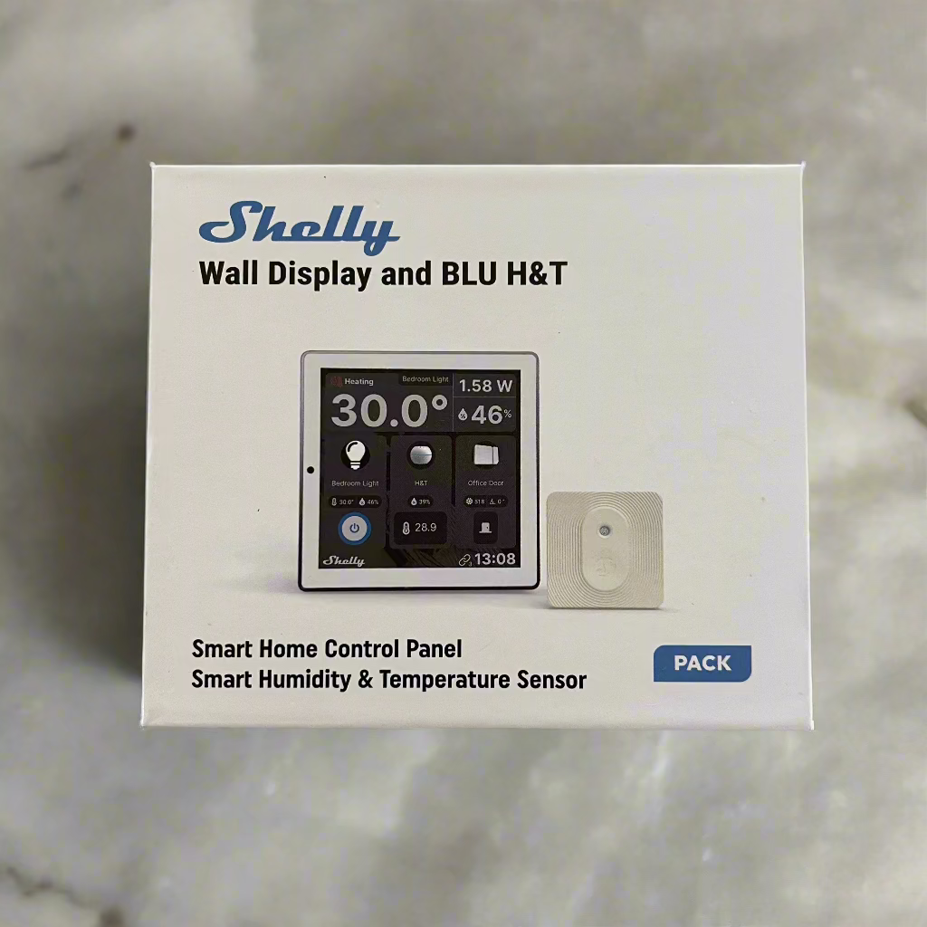 Shelly Wall Display Bianco Blu H&T, Starter Pack Smart Control e monitoraggio ambientale,WLAN e Bluetooth, Termostato, Relè 5 A integrato, Conduttore neutro, Avorio Shelly Wall Display Bianco Blu H&T, Starter Pack Smart Control e monitoraggio ambientale,WLAN e Bluetooth, Termostato, Relè 5 A integrato, Conduttore neutro, Avorio