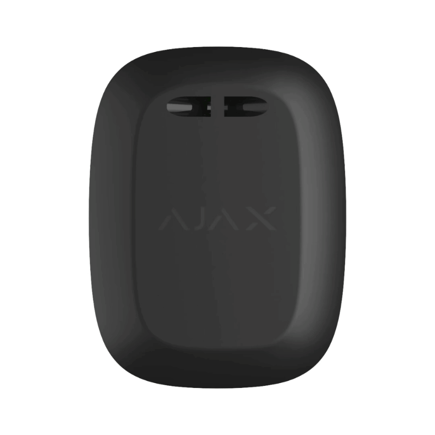 
                  
                    a close up of a black AJAX Smart Button on a white background
                  
                