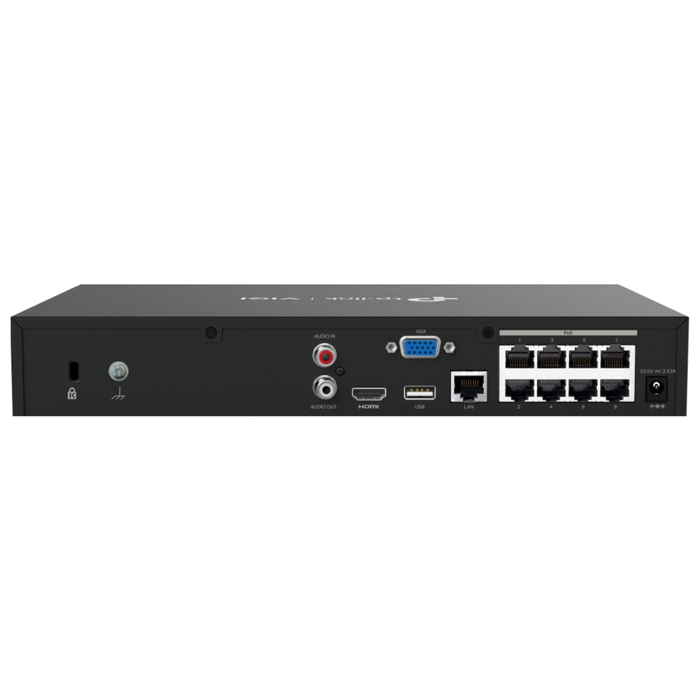 
                  
                    VIGI 8 Channel PoE+ Network Video Recorder back view
                  
                