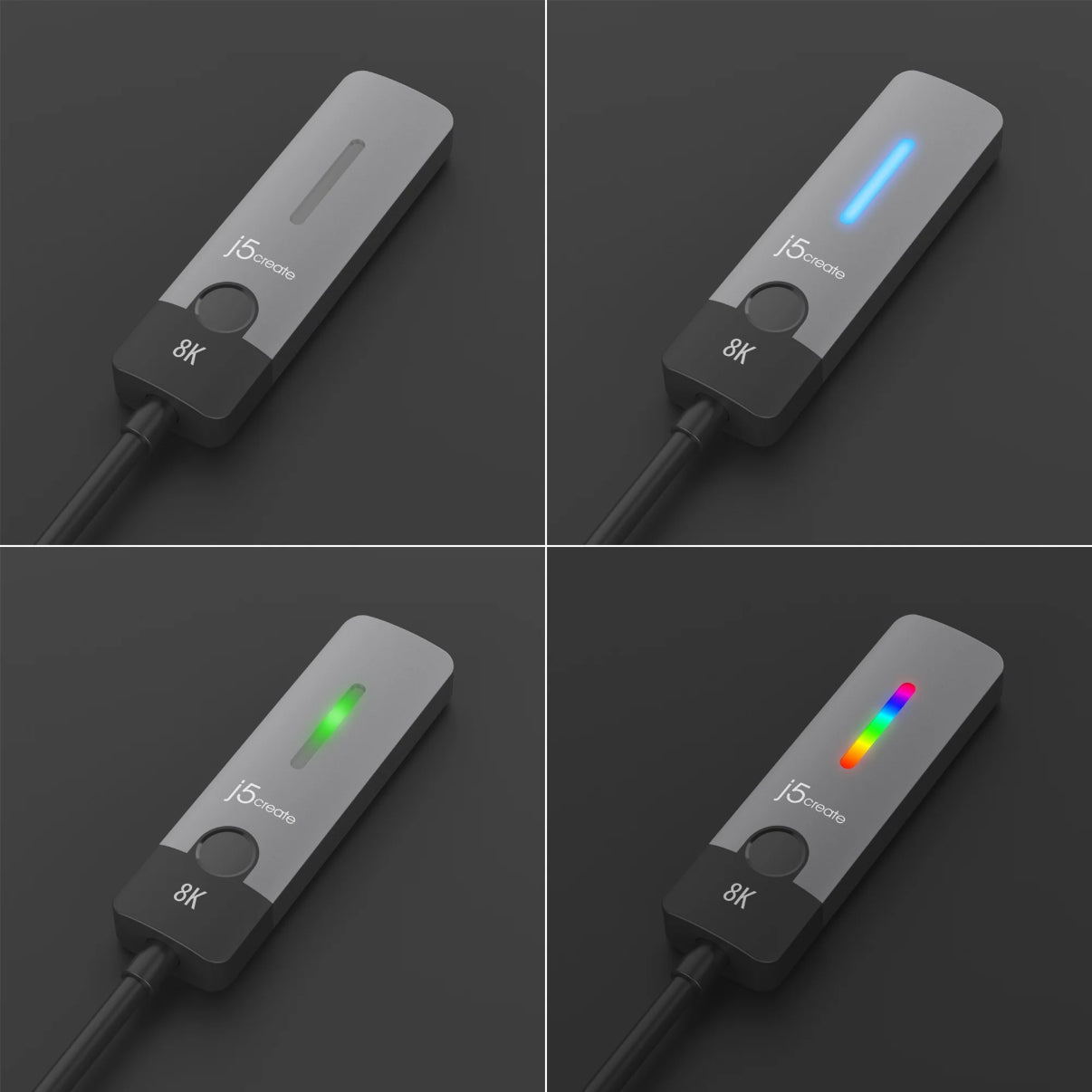 
                  
                    a series of four images of a USB-C to HDMI 2.1 8K Adapter
                  
                