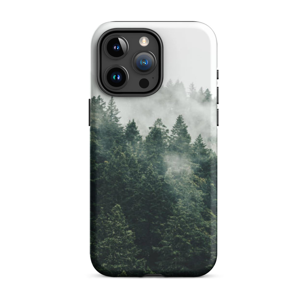 a phone case with an image of a forest