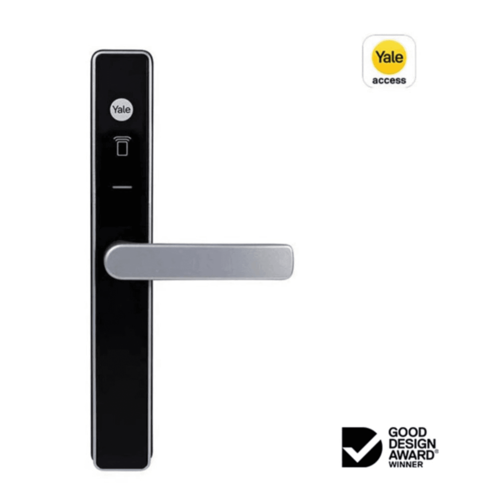 
                  
                    Yale Unity Screen door lock with the Good Design Award Winner badge
                  
                